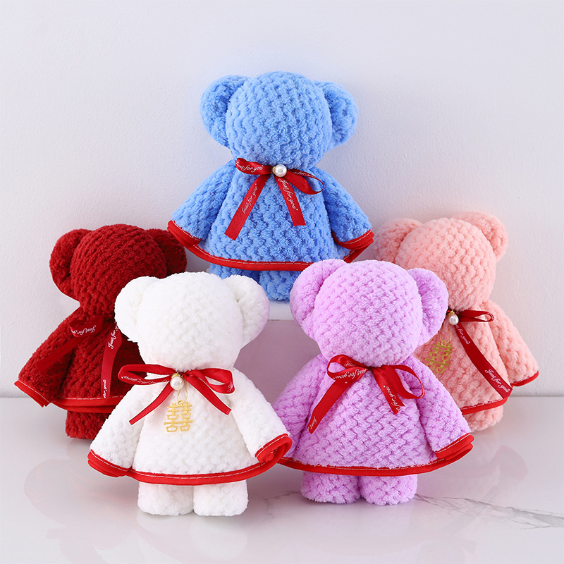 Pineapple-Patterned Coral Fleece Teddy Bear Towel Souvenir Small Gift Kindergarten Opening Wedding Return Gift Bamboo Fiber