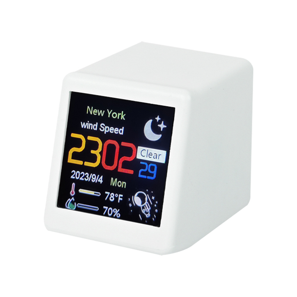 Cross-Border Exclusive Supply of Smart Weather Station Weather Clock Wifi Temperature and Humidity Animation Upload Digital Global Weather