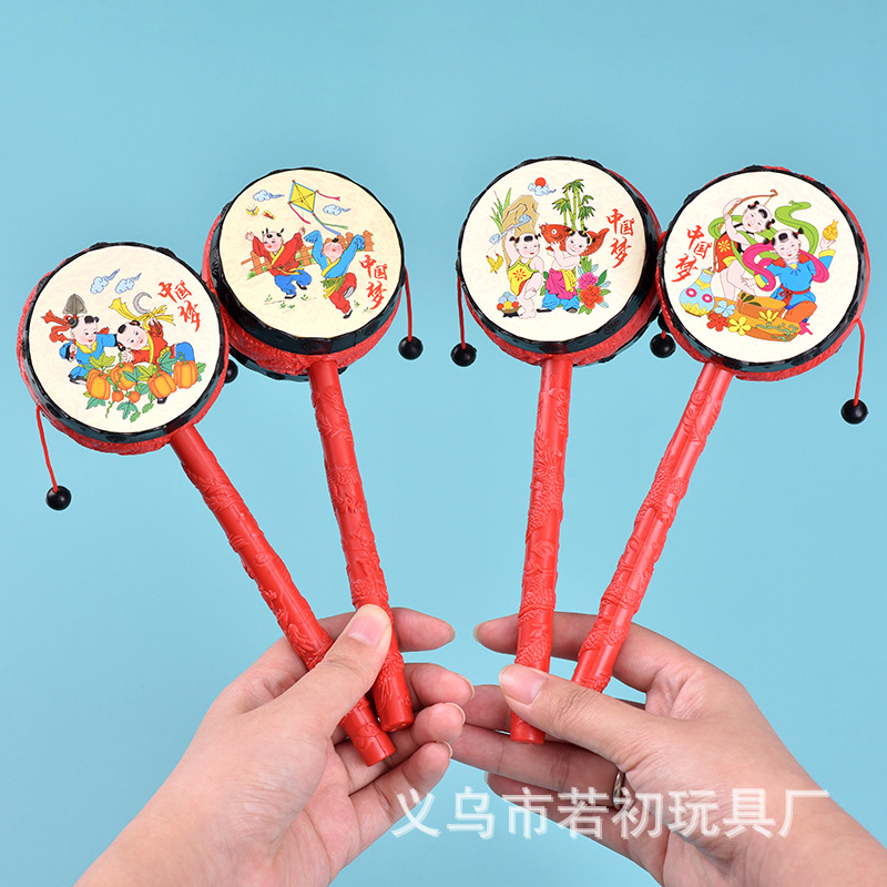 Удачная погремушка, ностальгическая классическая игрушка на Новый год, ручной барабан, игрушка для тряски, маленький подарок