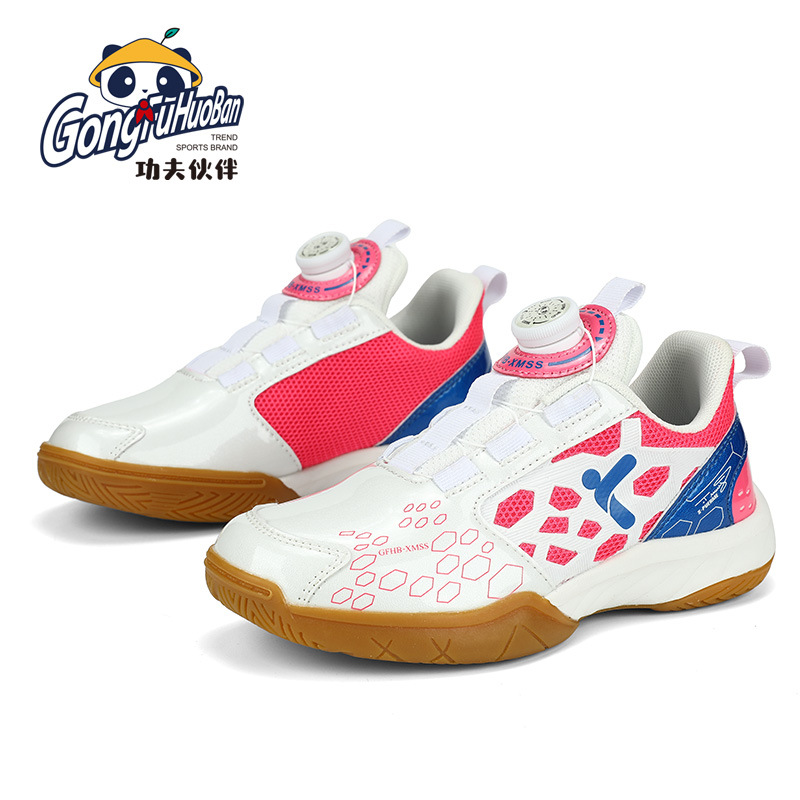 New Children's Badminton Shoes Girls Boys Training Tennis Shoes Non-Slip Table Tennis Rotating Button sneaker