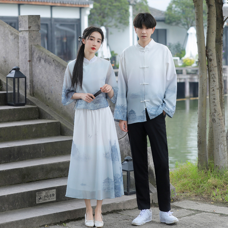 Junior high school student formal wear class clothes New Chinese Republic of China improved cheongsam dress Chinese style performance clothes class clothes couple clothes