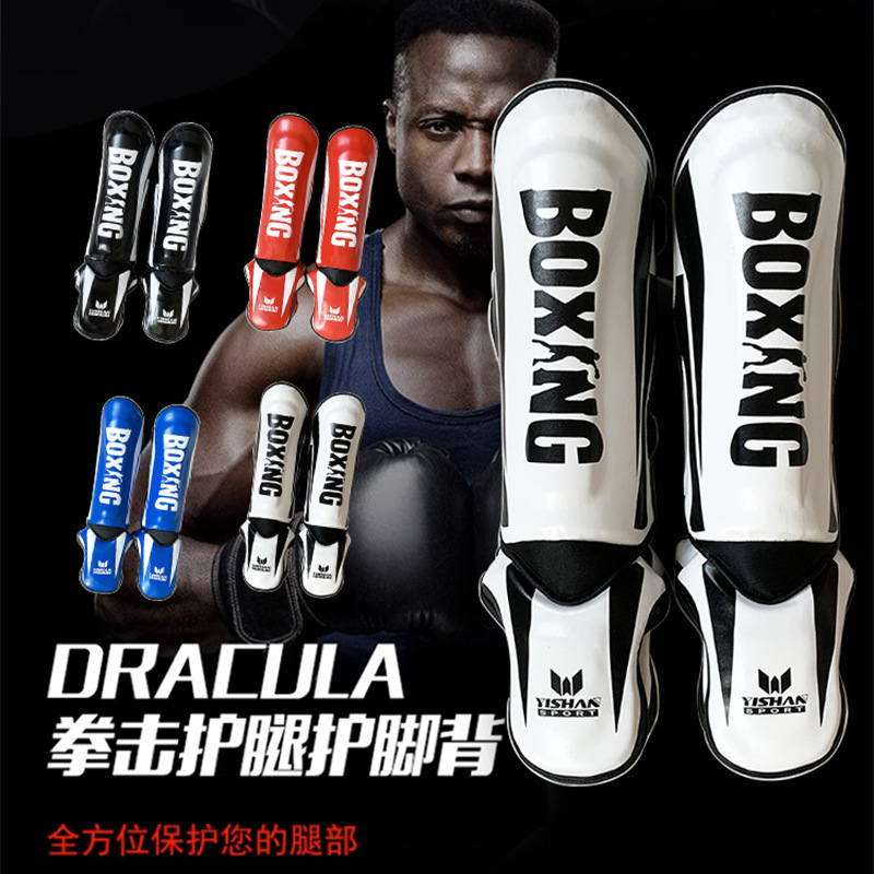 Muay Thai Leg Guard Sanda Fighting Foot Back Shin Guard Boxing Thickened Fighting Guard Ankle Guard Taekwondo Leg Guard