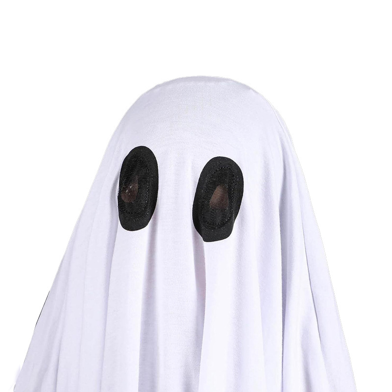 Cross Border New Kids Adult White Ghost Pullover Cloak Halloween Cos Ghost Festival Theme Party Dress Up Costume