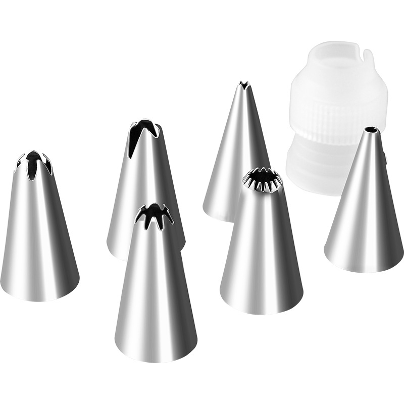 Full set of stainless steel decorating mouth wholesale loose mouth conversion converter small cake cream mouth set decorating tools