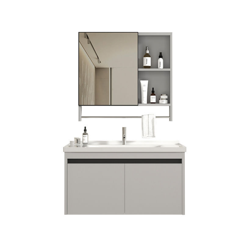 Space Aluminum Wash Basin Rock Board Bathroom Cabinet Combination Bathroom Small Apartment Washstand Integrated Ceramic Basin Washbasin