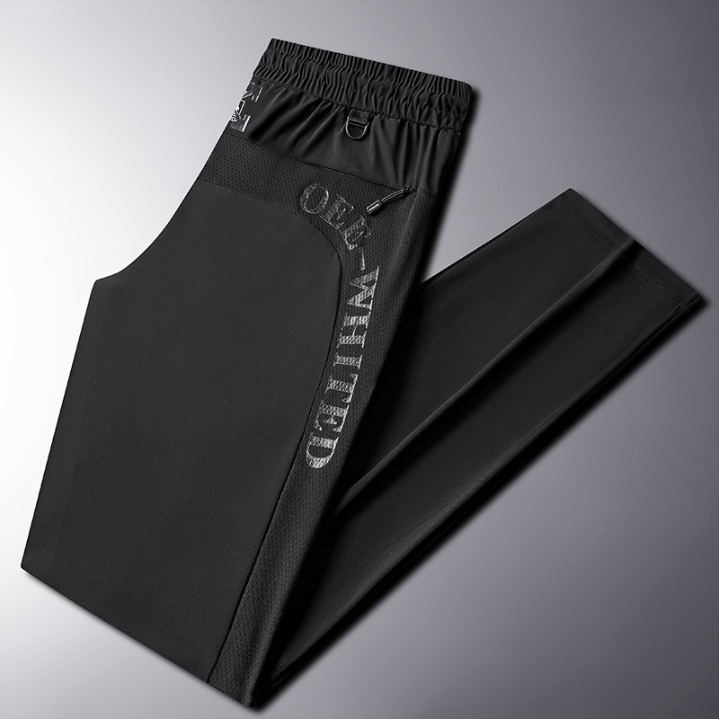 Ice Silk Pants Casual Pants Men's Summer Thin Leg plus size Draps Men's Quick-drying Fashionable Zipper Pocket Sports Trousers