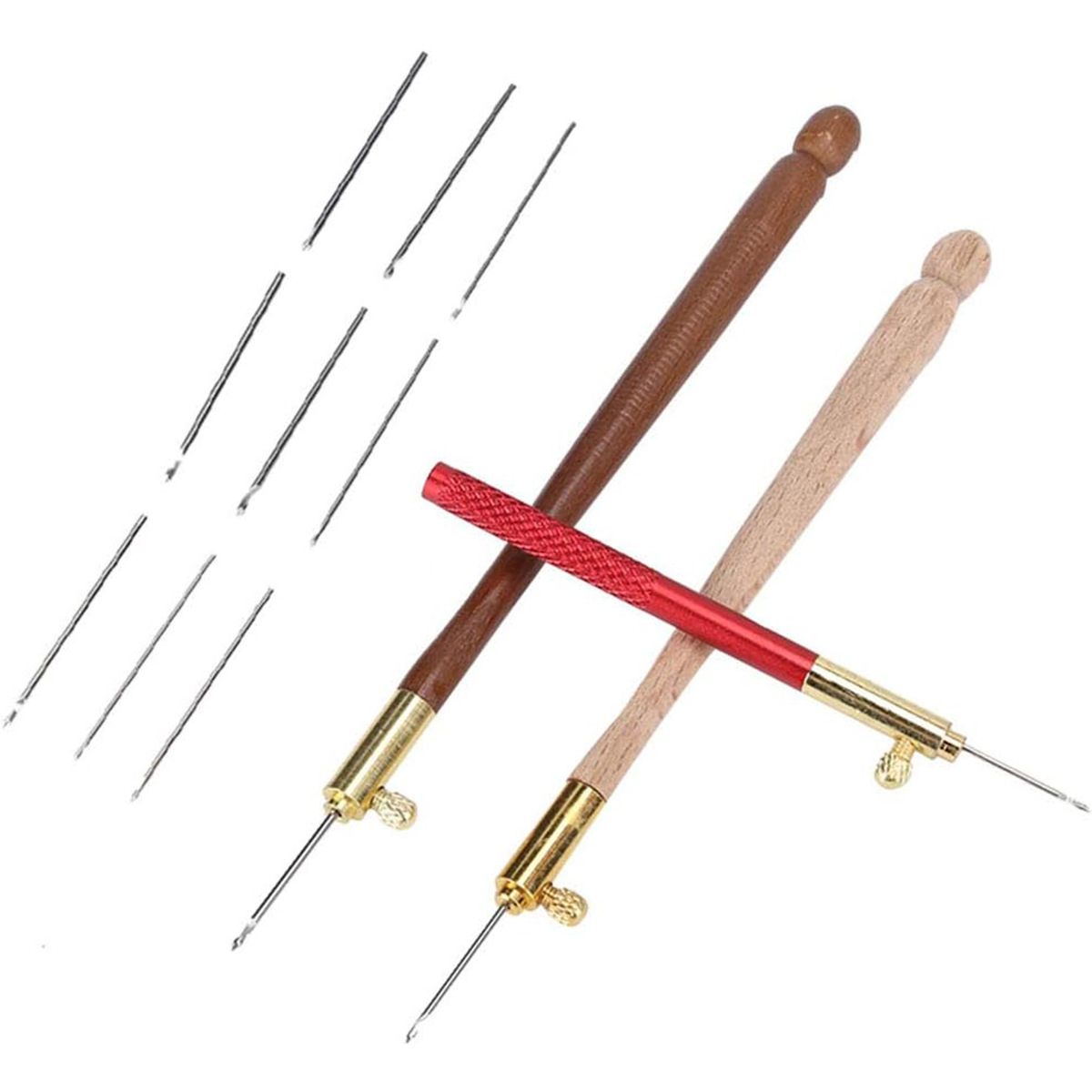 Крючок с буковыми ручками, французская вышивка, ручная работа