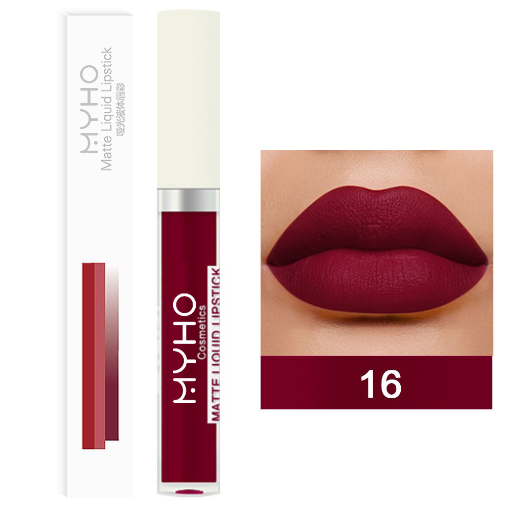 Myho Matte Lip Gloss Waterproof Easy to Color Non-Fading Non-Stick Lip Glaze Multi-Color Makeup Cross-Border Makeup Lipstick