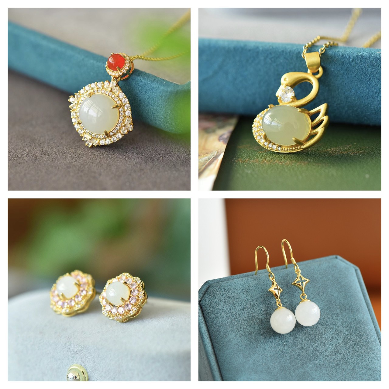 кулон из нефритового камня с инкрустацией из белого нефрита, ожерелье и серьги оптом