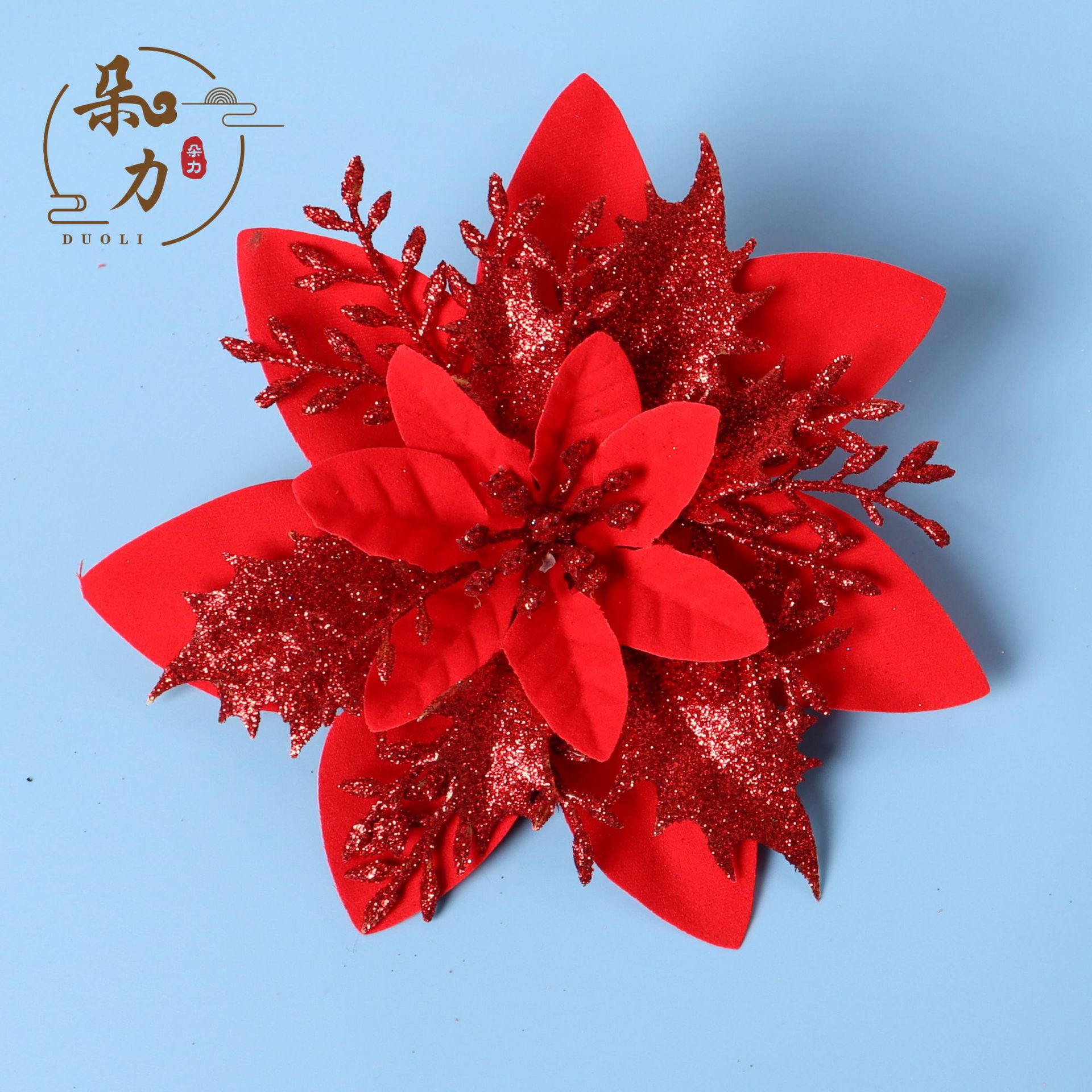 Cross-border high-end artificial flower three-layer Gold Pink Christmas flower festival accessories Garland rattan decoration accessories