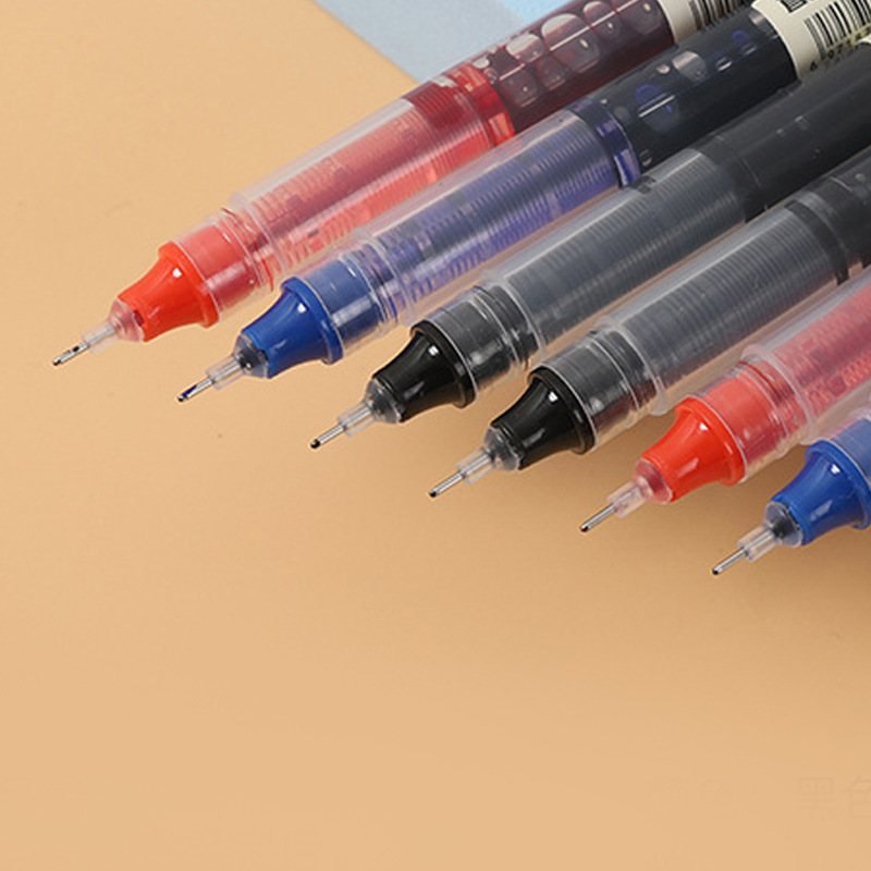 Straight liquid ballpoint pen for students exam black full needle tube 0.5mm red gel pen quick-drying pen signature pen