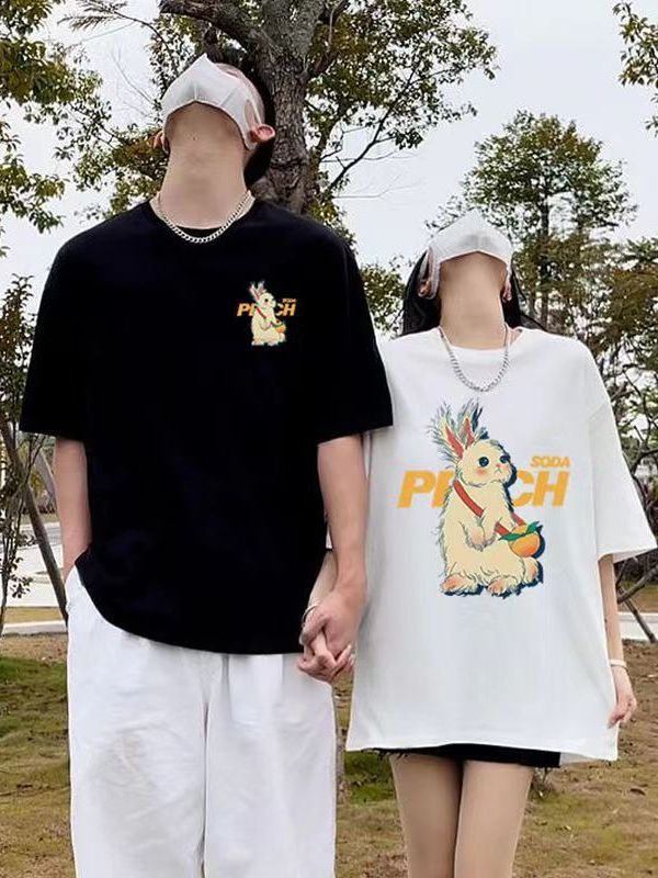 Not the same special lovers summer clothes suit semi-short sleeve high-end T-shirt men's and women's 2025 new summer clothes