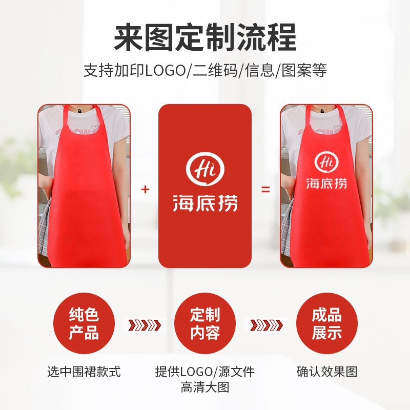 Disposable Apron Wholesale Customized Logo Hot Pot Barbecue Crayfish Shop Non-Woven Bib Smock for Adults and Kidsren