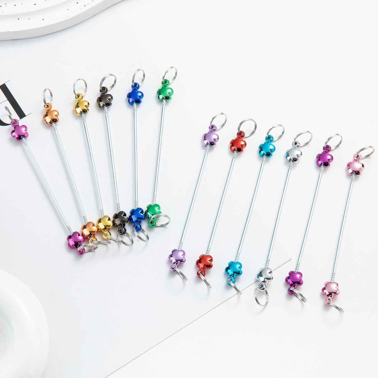 Creative DIY Beaded Heart Keychain Accessories Pendant New Plastic Beaded Rod Beaded Keychain Accessories