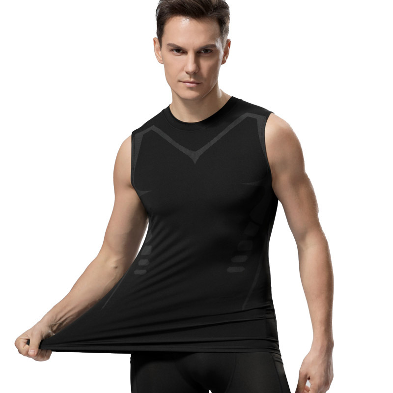Tight Vest Men's Basketball Sports Tight American Style Training Vest Base Quick-drying Elastic Waistcoat Breathable Short Sleeve