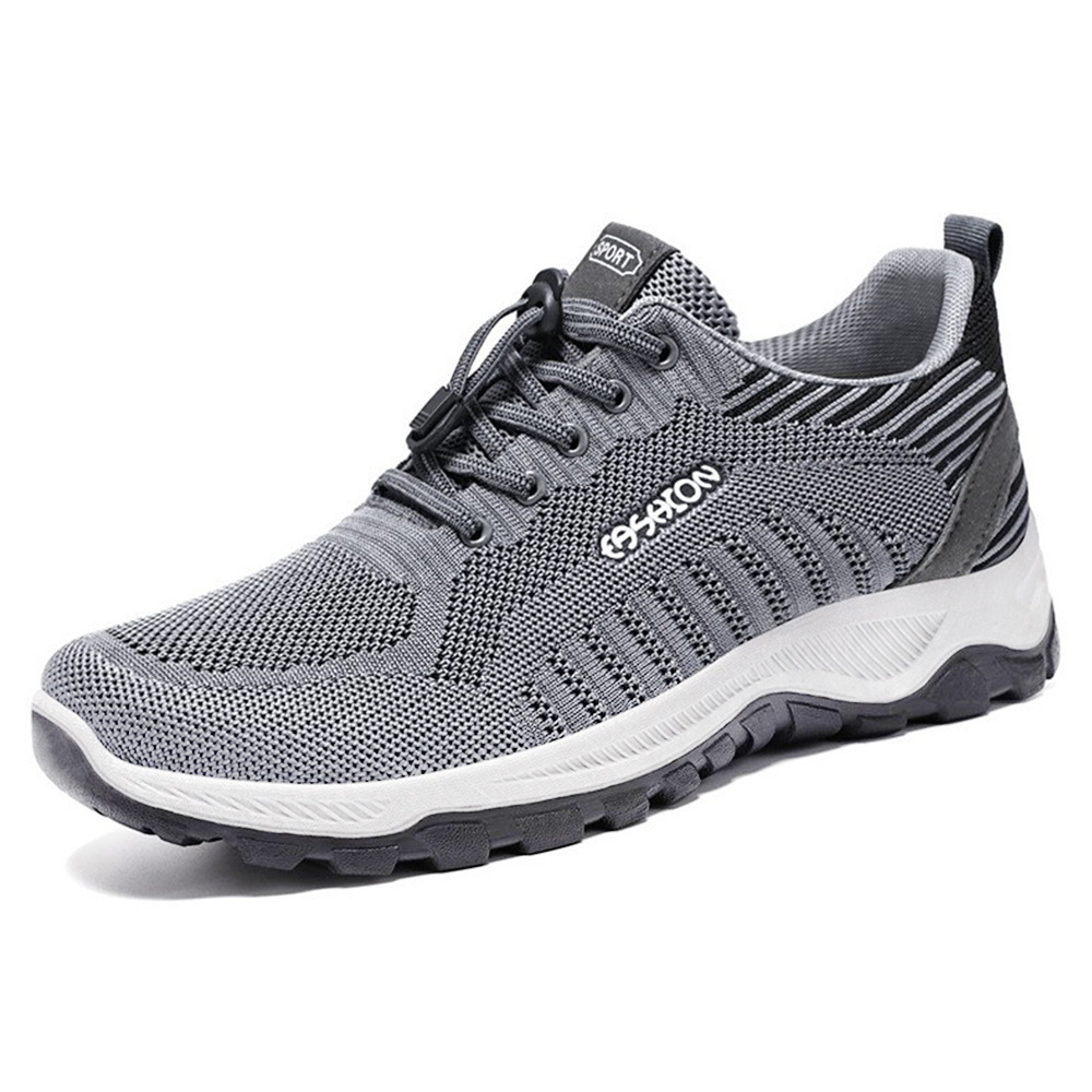 Men's Walking Shoes, Soft-Soled Fly-Knit Sneakers, 2025 Autumn New Style Single Shoes, Comfortable Korean Style Breathable Casual Mesh Shoes