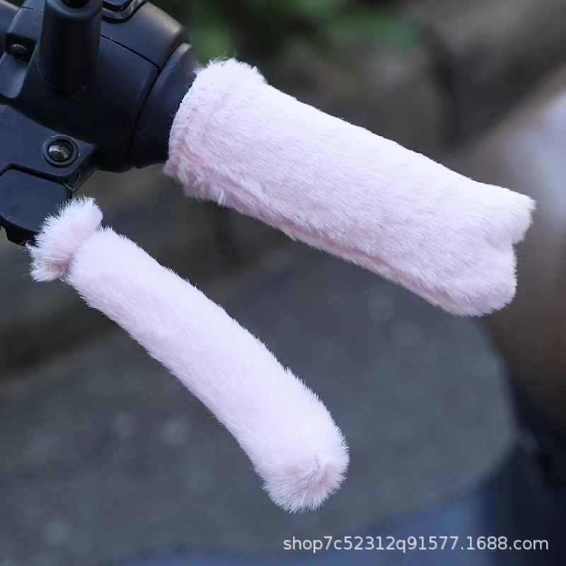 Winter warm cold-proof electric handlebar gloves rabbit fur fleece-lined thickened tricycle motorcycle battery car handlebar cover