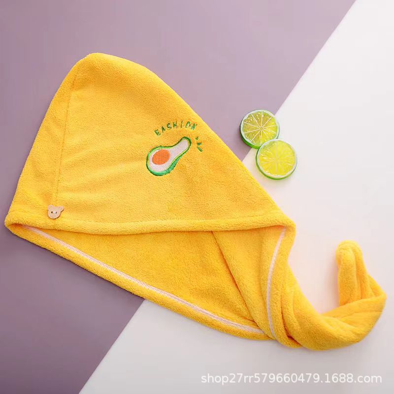 Coral velvet embroidered hair drying cap for women strong absorbent quick-drying women's long hair towel head towel shower cap headscarf thickened