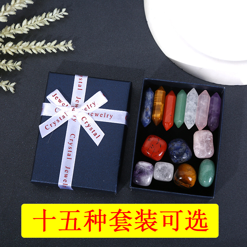 Натуральный цветной кристалл, гексагональная колонна, оригинальный камень, набор в подарочной коробке