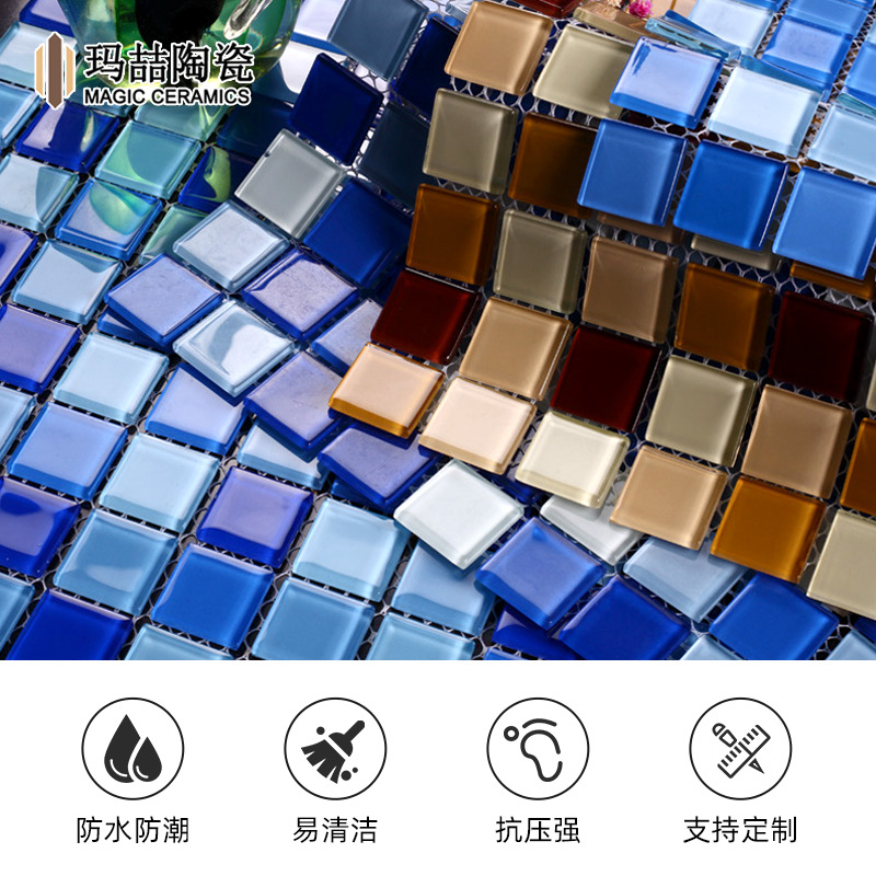 Foshan Mori Glass Mosaic Manufacturer Wholesale Bathroom Mosaic Bathroom Decoration Swimming Pool Mosaic Tiles