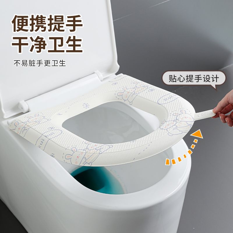 Household Toilet Mat, Universal for All Seasons, Waterproof Toilet Seat Cover, Cute Printed Adhesive Toilet Seat Cover
