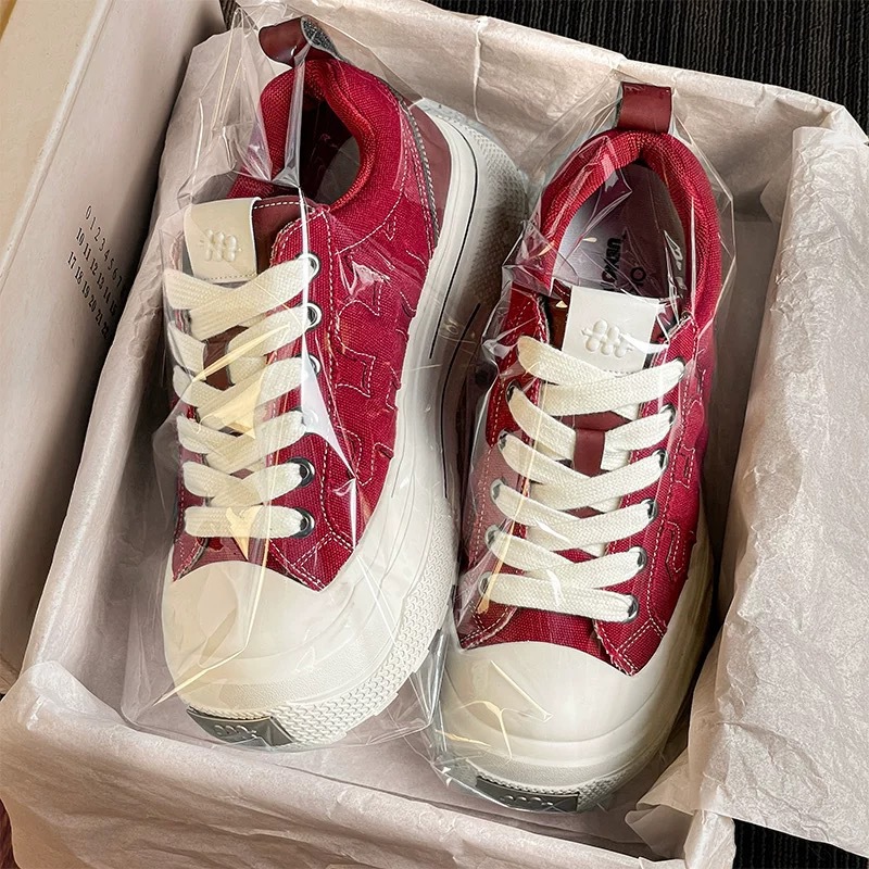 Star SHOOT BRAND2025 plum blossom ensemble series wear-resistant thick-soled canvas shoes men's and women's small dirty shoes