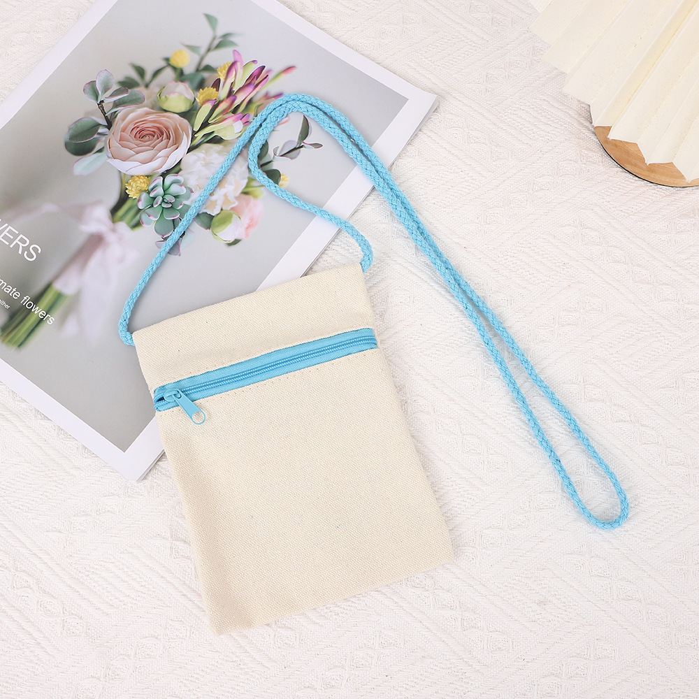 Amazon Cross Border Children Shoulder Bag Colorful Zipper Canvas Bag DIY Graffiti Single Row Zipper Painting Crossbody Bag