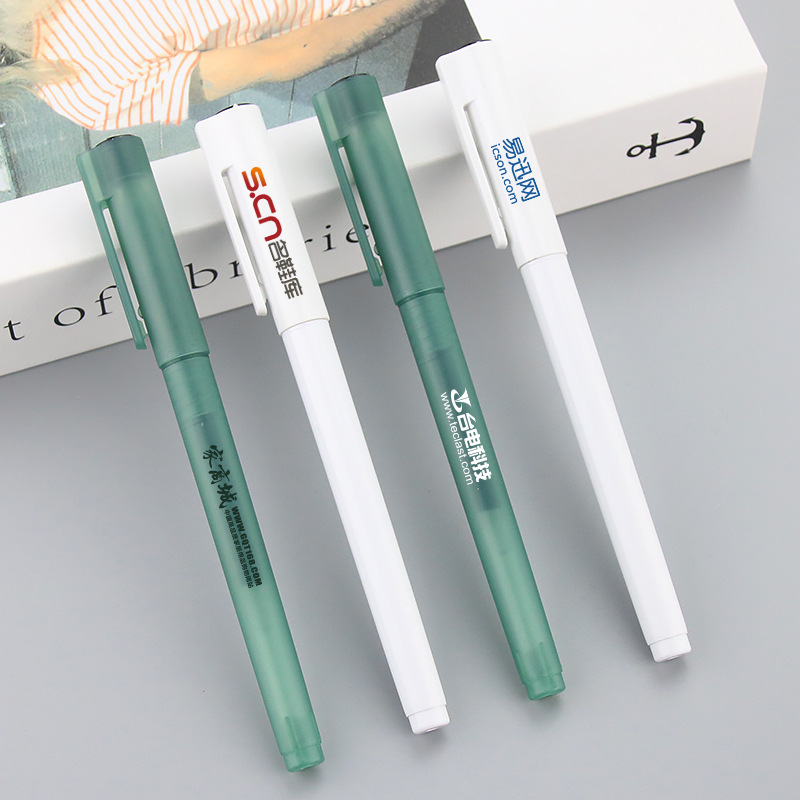 Press the High-Looking Gel Pen, Custom Logo Advertising Pen, Printing, Fixed Color, Soft Rubber Black Water Pen, Custom-Made Color Ballpoint Pen