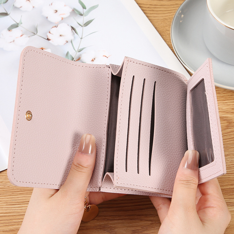Korean Style Women's New Solid Color Wallet Card Holder Ins Short Simple Fashionable Multi-Card Holder Zipper Coin Purse