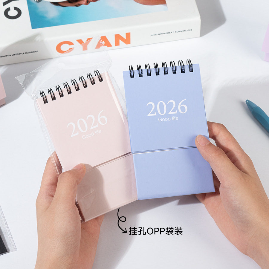 Cross-Border English 2026 Morandi Color Mini Desk Calendar Desktop Planner Calendar Memo Message Small Ornament