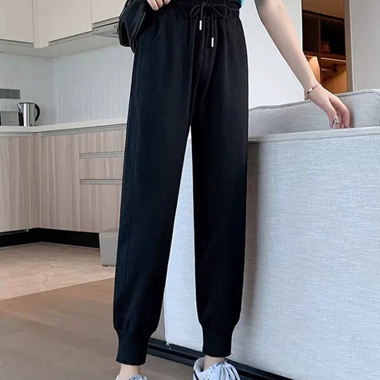 Спортивные брюки для женщин в японском и корейском стилях на осень и зиму, свободные и универсальные, новые большие размеры повседневных хлопковых брюк и санитарных штанов 2024