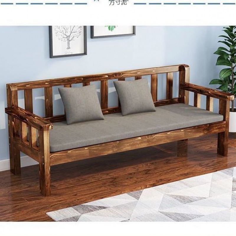 Solid Wood Sofa Combination Living Room Double Three-Person Bench Rental Room Bedroom Sofa Chair Shopping Mall Rest Bench