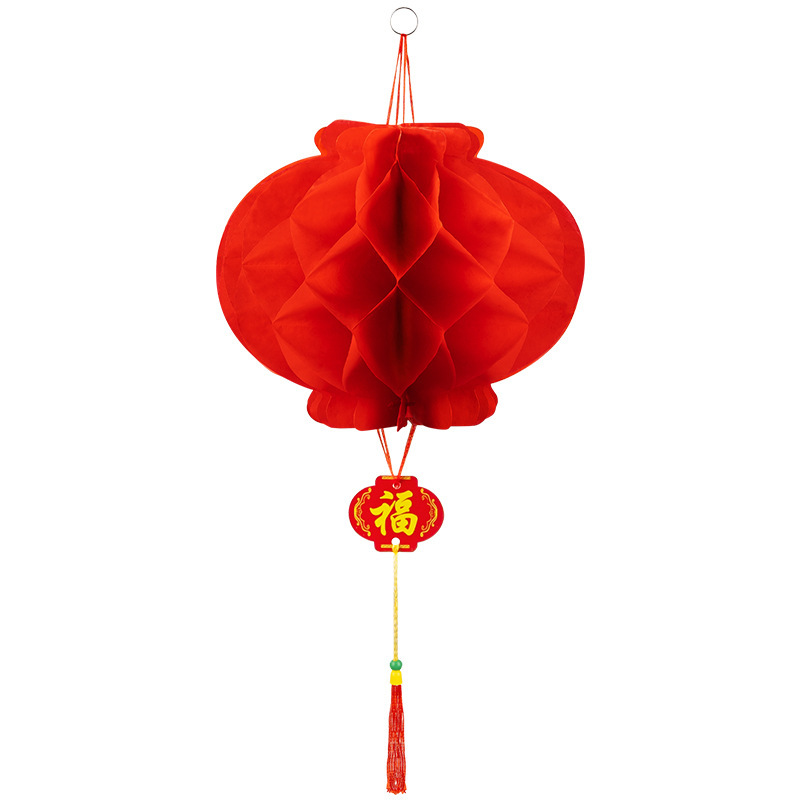 Plastic Paper Small Red Lantern Hanging Decoration Wedding Celebration Small Lantern New Year Decoration Scene Arrangement Paper Lantern Oval Lantern