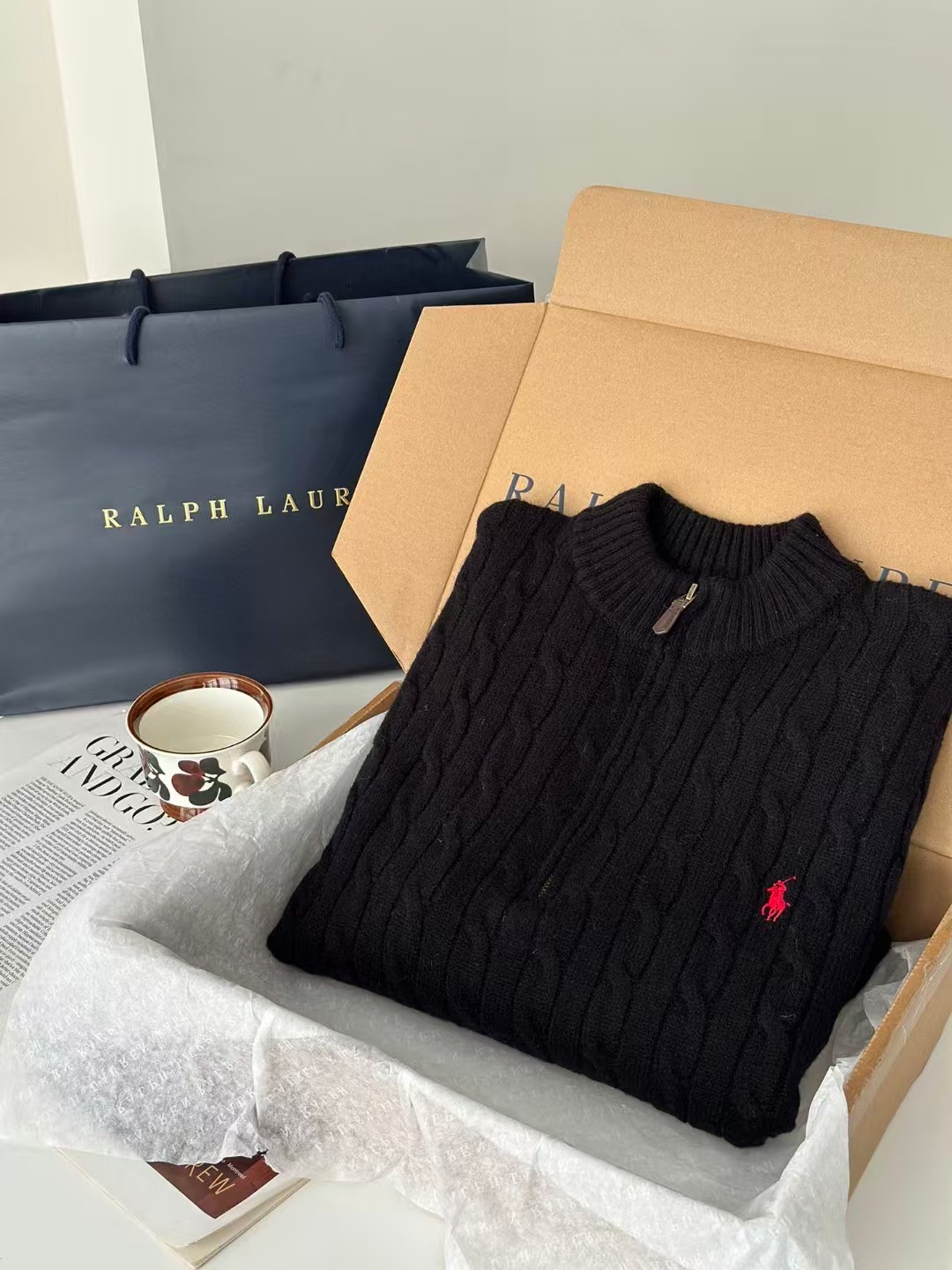 LR couple's half zipper sweater can sweep 90% wool + 10% cashmere