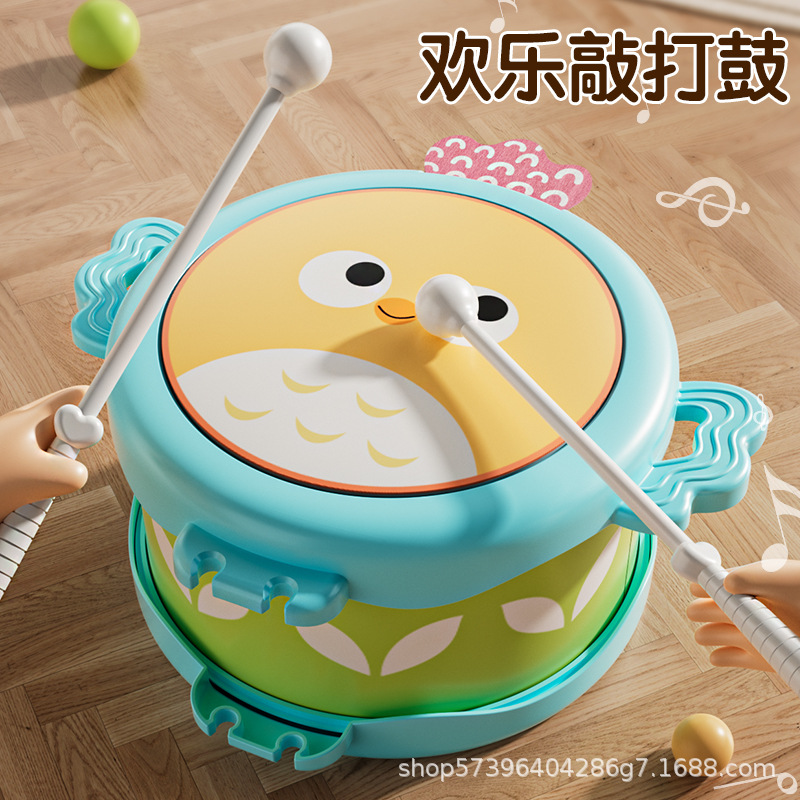 Cross-Border Kidsren's Toys Hand Drum Baby Percussion Instrument Baby Tambourine Educational Enlightenment 0-6 Months Hand Drum