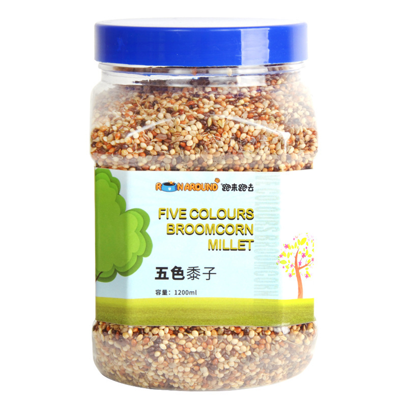 Parrot Feed Bird Food Bird Food Tiger Skin Black Phoenix Small Sun Feed Mixed Grain Bird Feed Five-Color Millet 1200ml