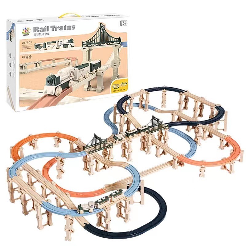 Electric assembled rail car toy suit DIY building blocks splicing small train track boy children creative gift