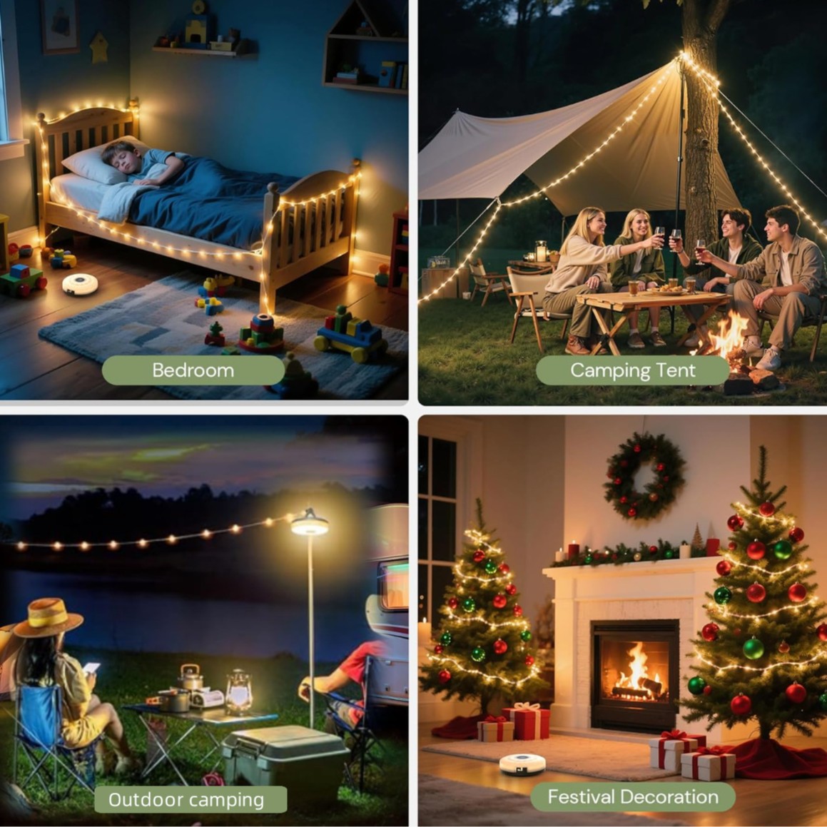 Cross-border long life camping lamp outdoor portable camping roll lamp led waterproof tent tape string lamp can be stored