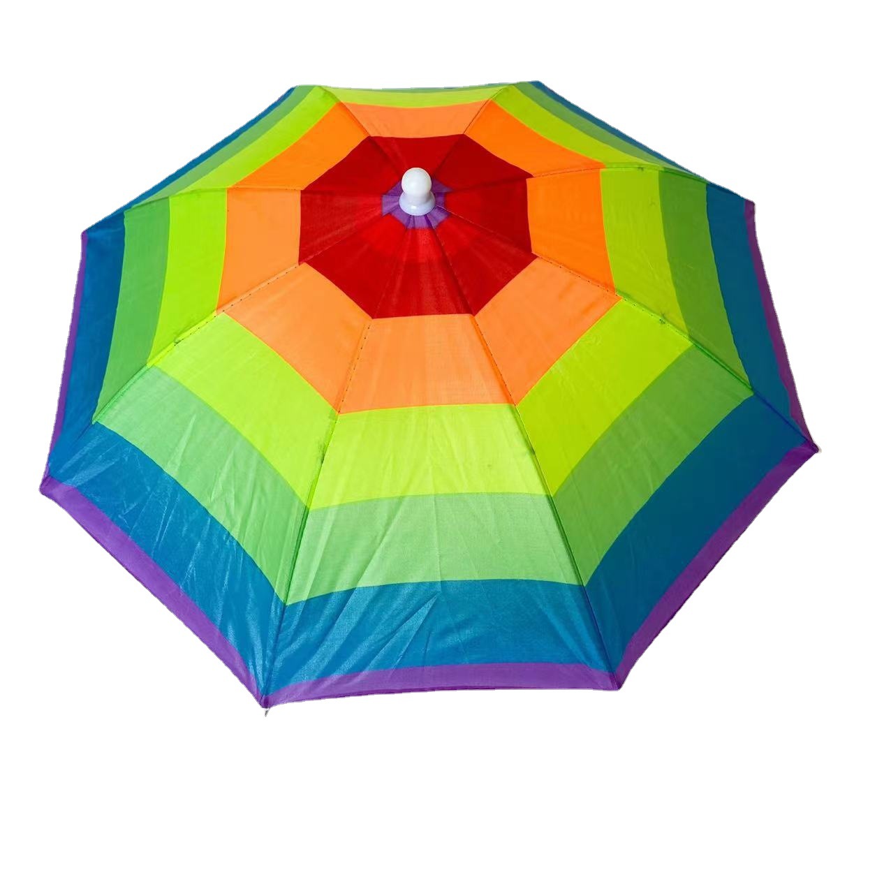 Lightweight Sunny Umbrella Hat Umbrella Head Wearing Umbrella Elastic Band Umbrella Hat Outdoor Rainbow Watermelon Color Striped Fishing Umbrella Wholesale