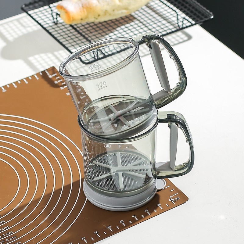 New Semi-Automatic Powder Sifter Handheld Flour Sieve Household Filter Sieve Baking Tool Dusting Powder Leakage Sieve