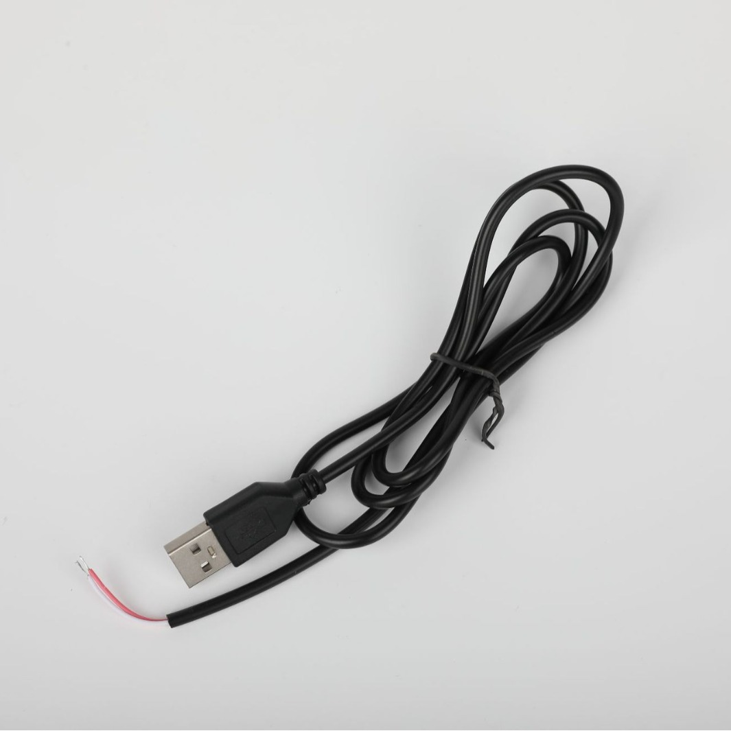 USB power cord 2-core charging cable USB single-head cable with male-head semi-finished hot tin tail power extension cable