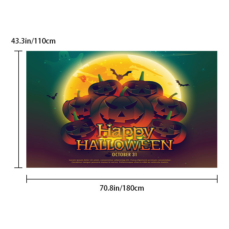 New European and American Cross-Border Halloween Holiday Decoration Supplies Pumpkin Party Decoration Banner Courtyard Background Cloth Layout