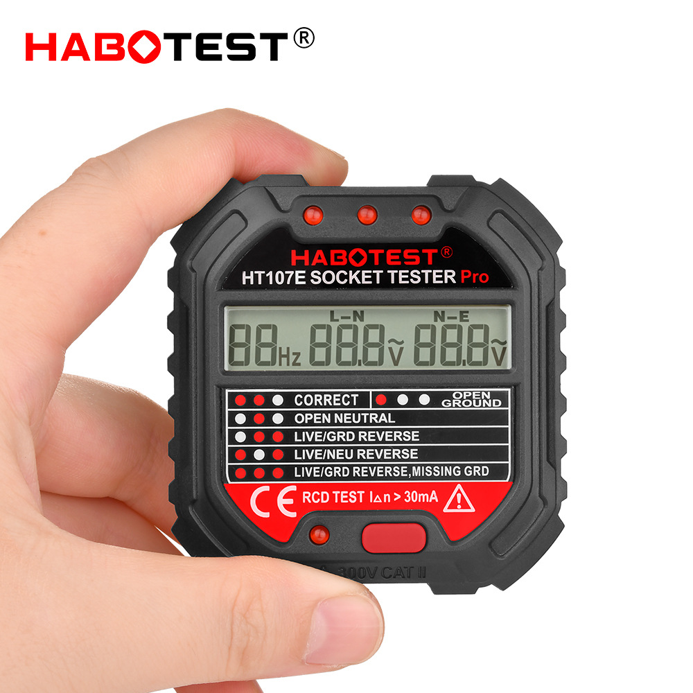 Habotest Factory Store Ht107E Multi-Function Digital Display Socket Tester Electrician Line Meter Plug