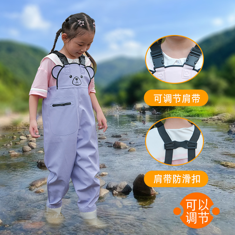 Children's Water Pants Play with Water conjoined Kindergarten Clothes Sea-driving Equipment Water Fork Rain Pants Children Catch Fish Beach Wading