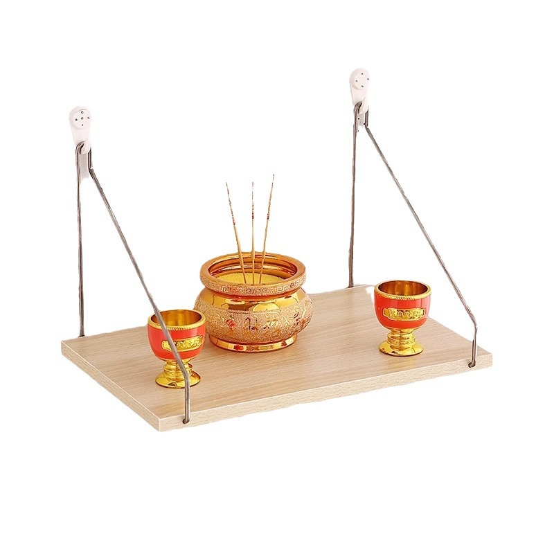 Buddhist shrine Wall-mounted Buddha Statues Placement Worship Table God of Wealth Shelf Kitchen God Guanyin Incense Hobstand Simple Small Table