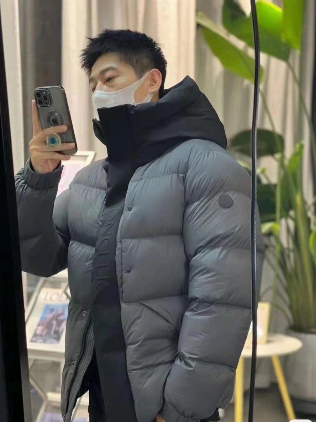 Mask Black Samurai Down Cotton-padded Jacket Men's Loose Winter Thickened Warm Windproof Waterproof Cotton-padded Jacket Hooded Cotton-padded Jacket