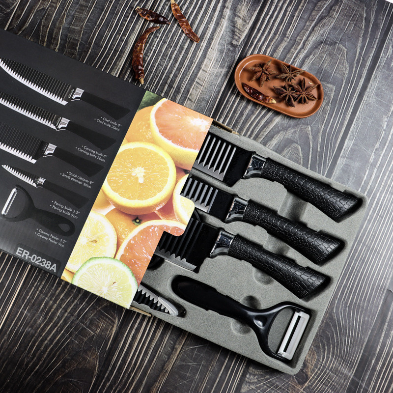 Knife six-piece non-stick knife wave pattern six-piece knife striped 6-Piece Gift knife set 6-piece knife set 238A knife set