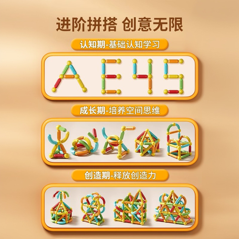 Variety of Magnetic Stick Pieces Baby Intelligence Puzzle 6 Kidsren's Educational Building Blocks Assembled Magnet Toys 2-Year-Old Boys and Girls