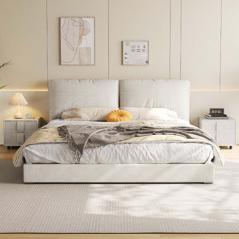 Italian Minimalist Cat Paw Leather Double Bed Bedroom Multifunctional Storage Bed Cream Style 1.8m Large Bed Leather Art