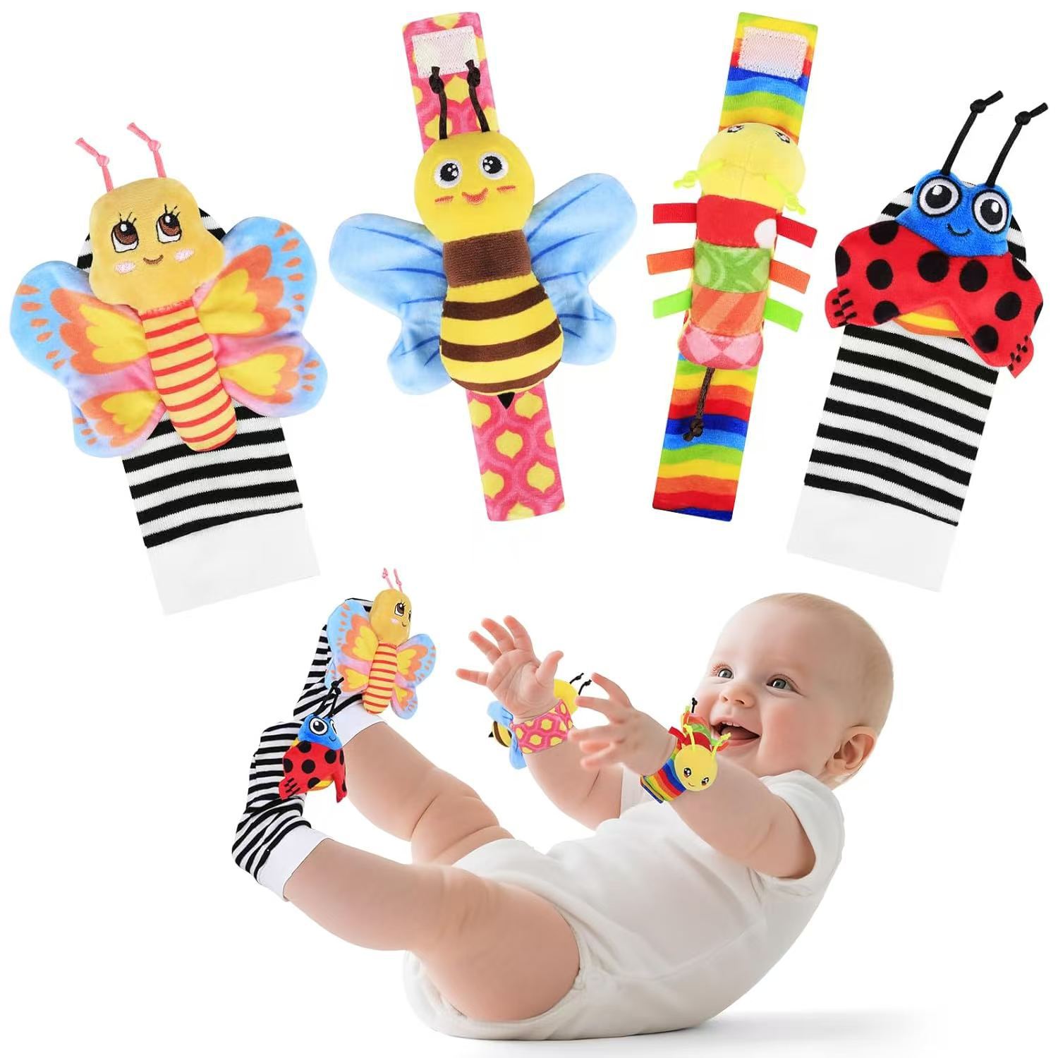 Baby cartoon animal wrist bell rattle socks new baby wrist strap socks suit CPC CE EN